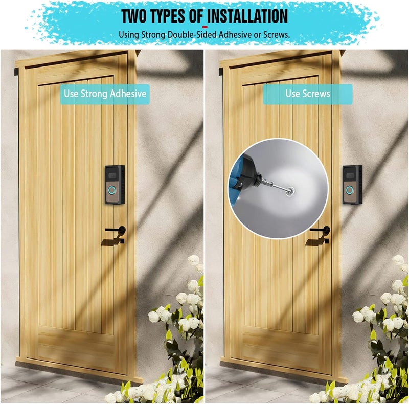 PUUUCI Store No-Drill Doorbell Mount for Ring Battery Video Doorbell 2/3/4/(2020 Release)/(2024 Release)/Plus/Pro, Adhesive Steel Metal Doorbell Mounting Bracket Accessories for Apartment, Home, Business - Image 5